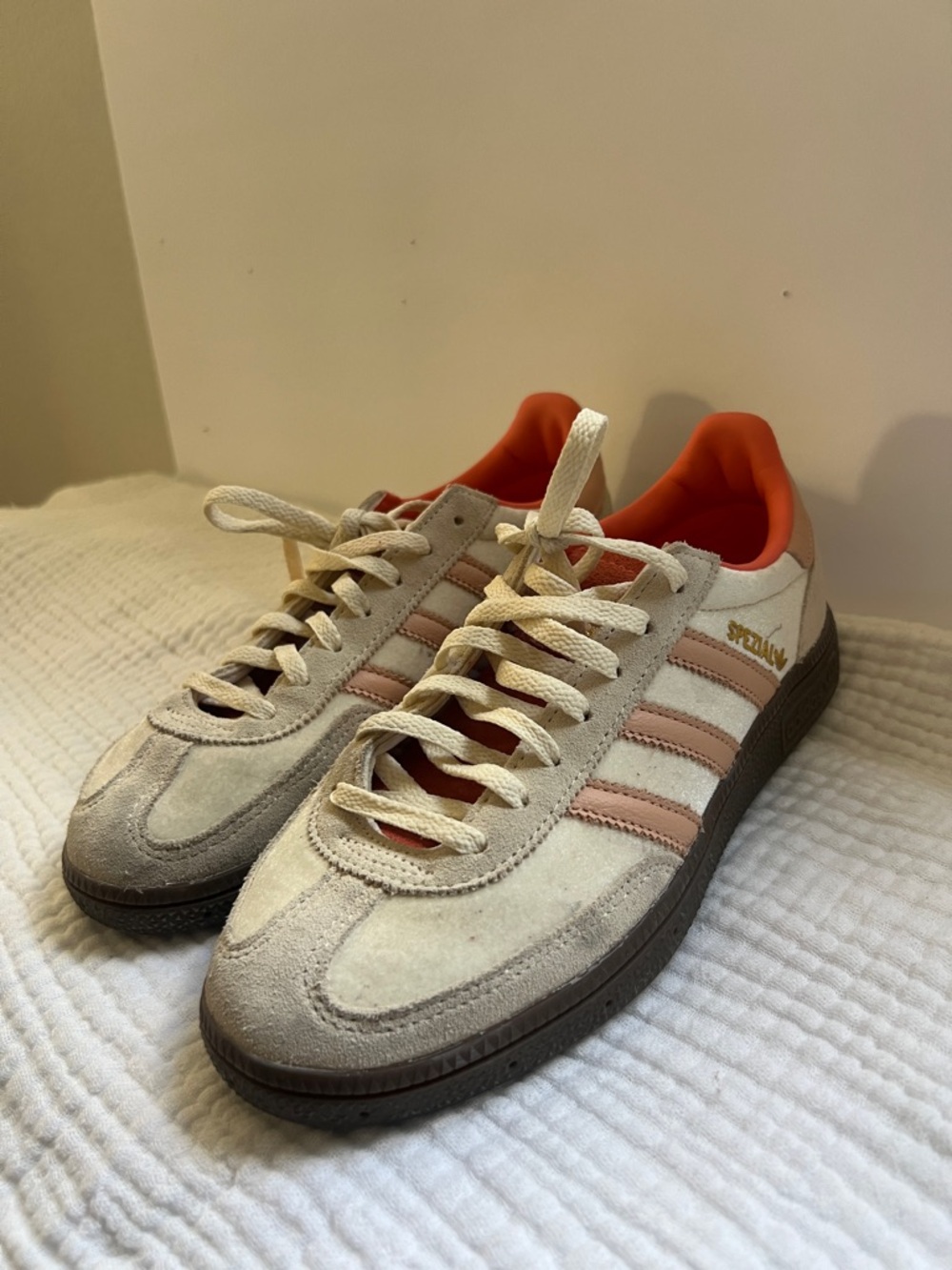 Adidas Handball Spezial Cream and Peach Suede Sneakers - Picture 6 of 7
